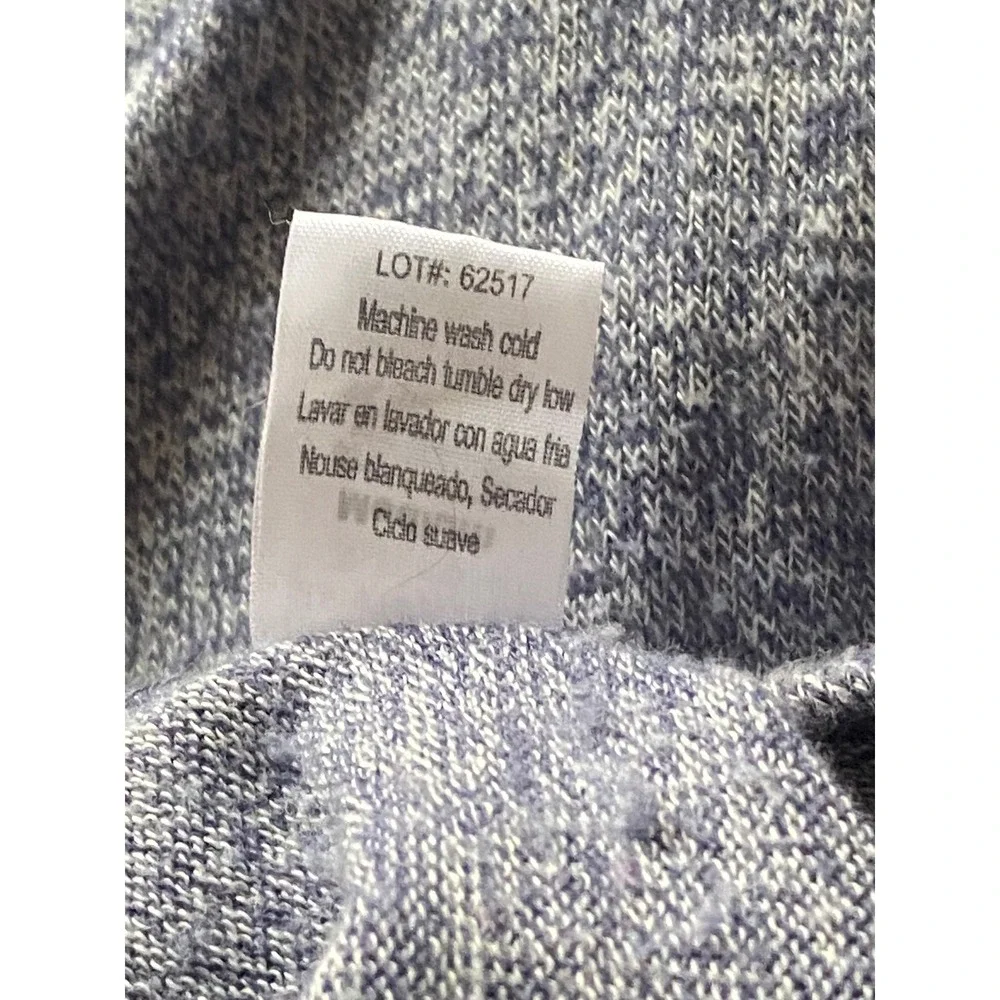 Poof! Soft Cozy Knit Blue Grey Heather Cold Shoulder Pullover Hoodie Size S - Picture 11 of 11